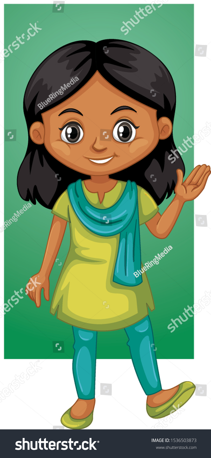 Happy Girl Indonesian Costume Illustration Stock Vector (Royalty Free ...