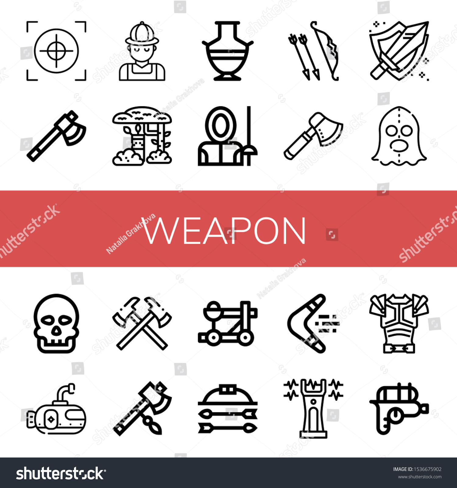 Set Weapon Icons Such Crosshair Axe Stock Vector (Royalty Free ...