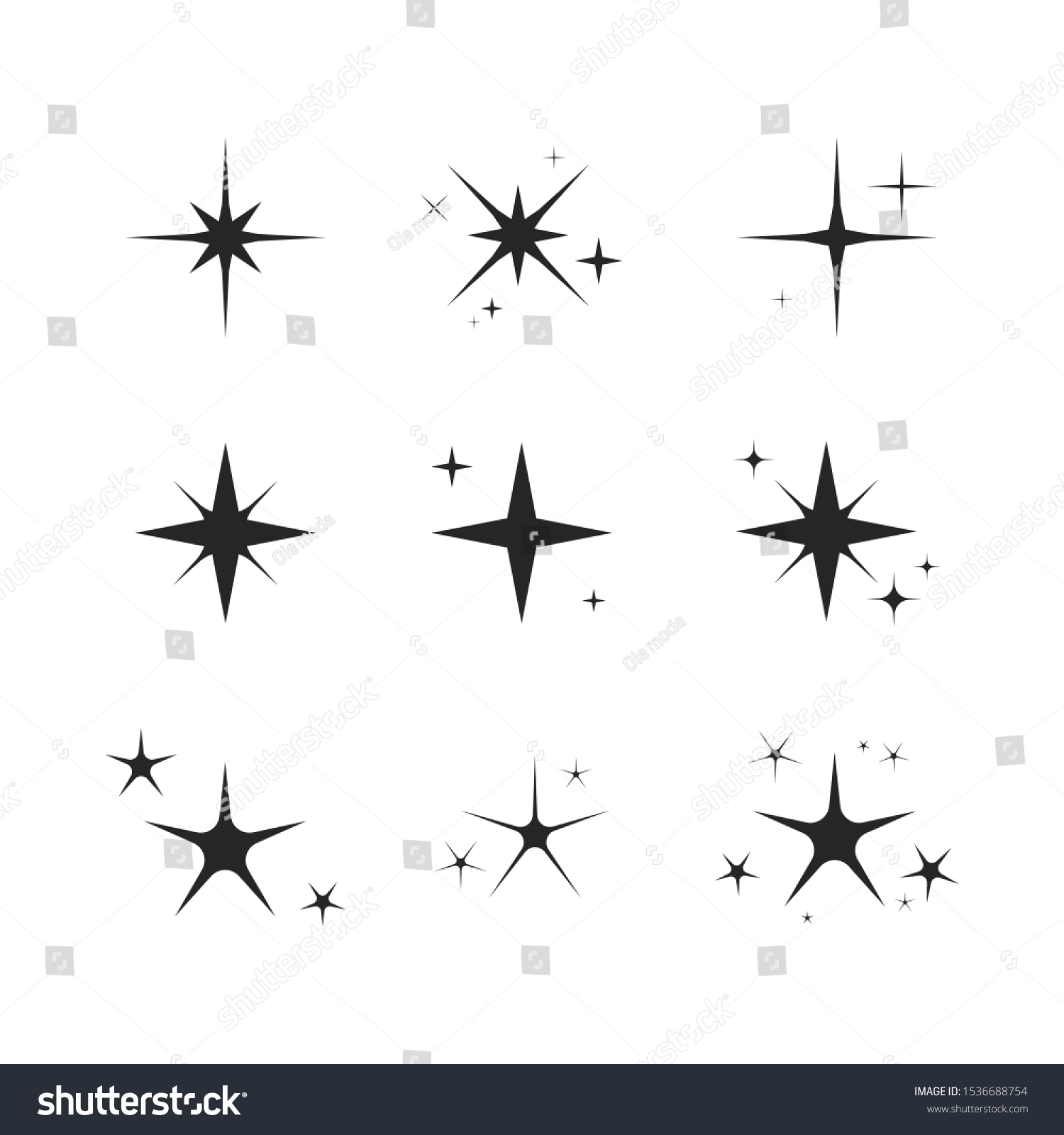 Set Black Hand Drawn Doodle Stars Stock Vector (Royalty Free ...