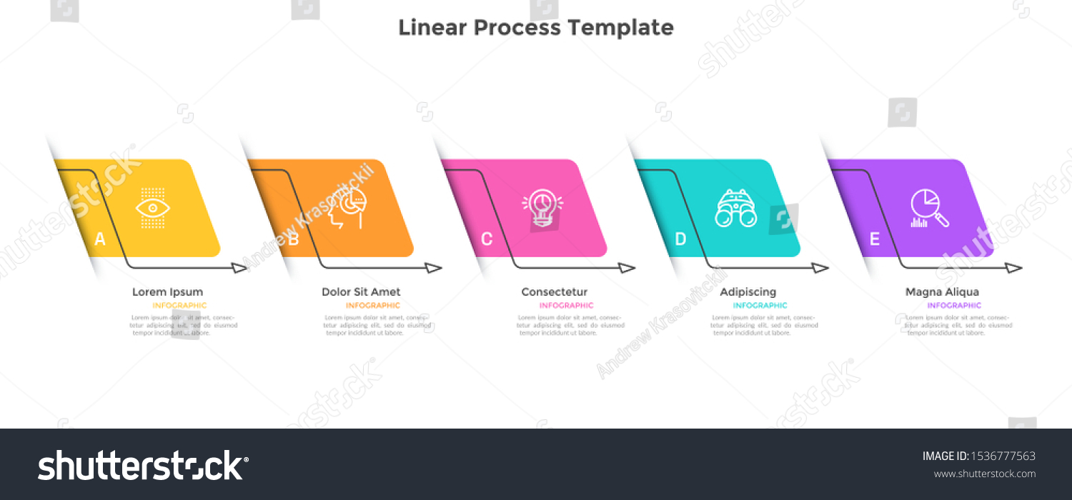 Flowchart 5 Inclined Elements Placed Horizontal Stock Vector (Royalty ...