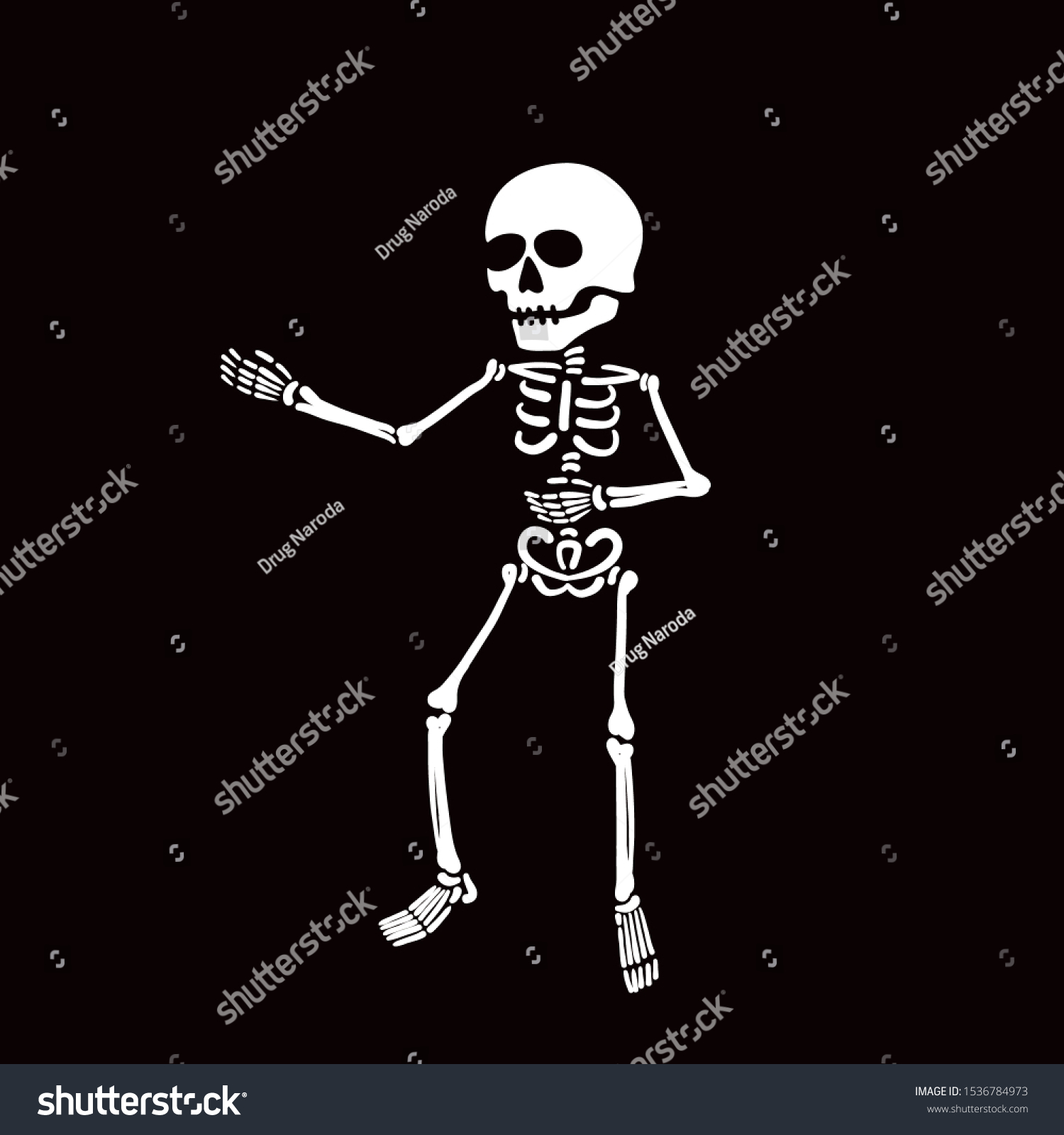 Comic Big Skull Skeleton Showing Introducing Stock Vector (Royalty Free ...