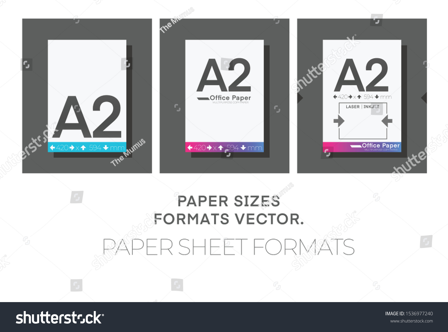 Paper Sizes Paper Sheet Formats A2 库存矢量图（免版税）1536977240 Shutterstock 3844