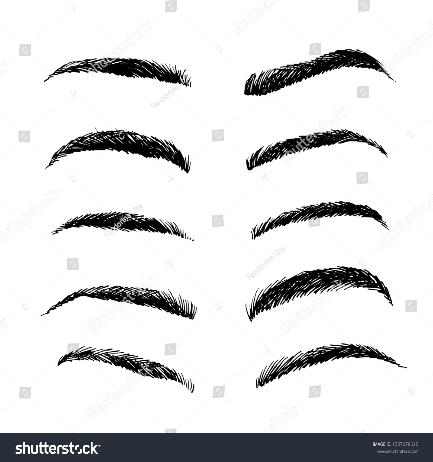 Eyebrows Shapes Vector Set Sketch Collection 库存矢量图（免版税）1537078616