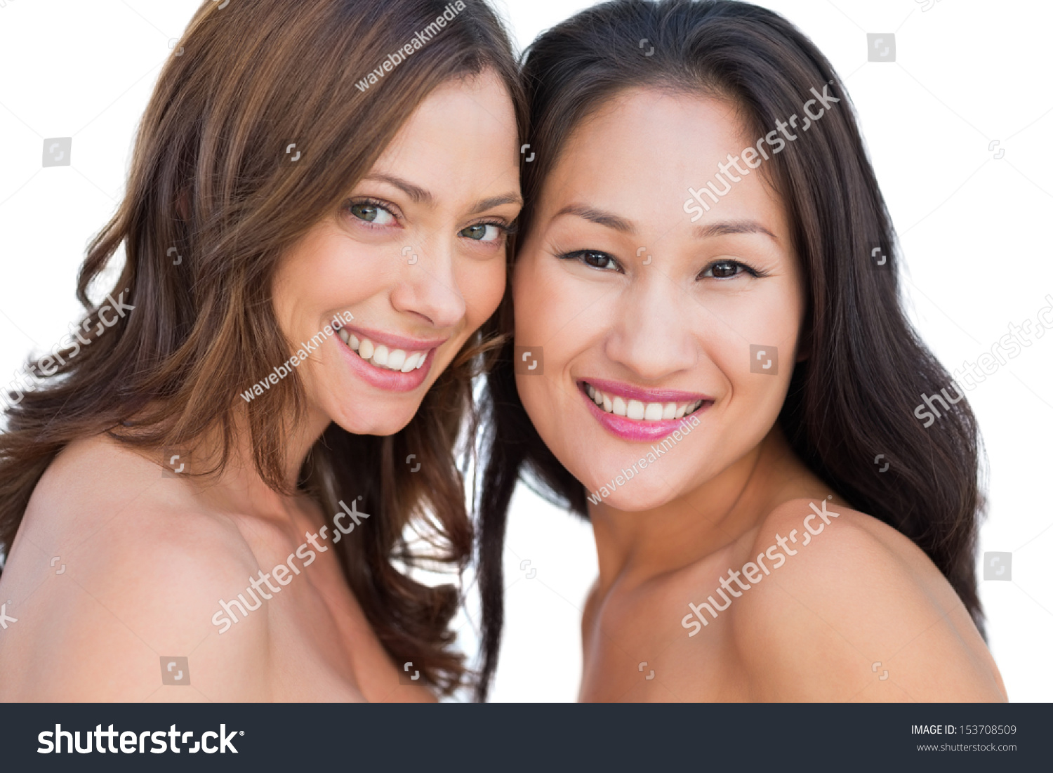 Smiling Beautiful Nude Models Posing Together Stock Photo Shutterstock