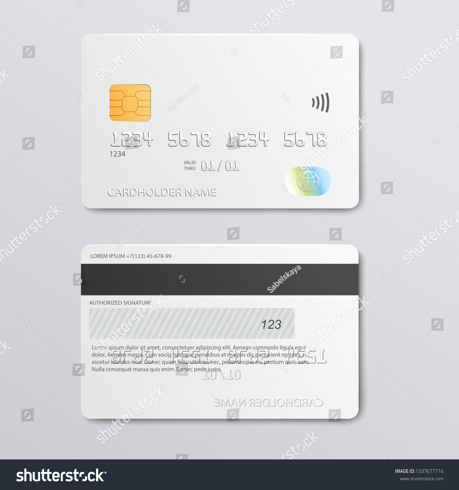 White Credit Card Design Mockup Front Stock Vector (Royalty Free ...