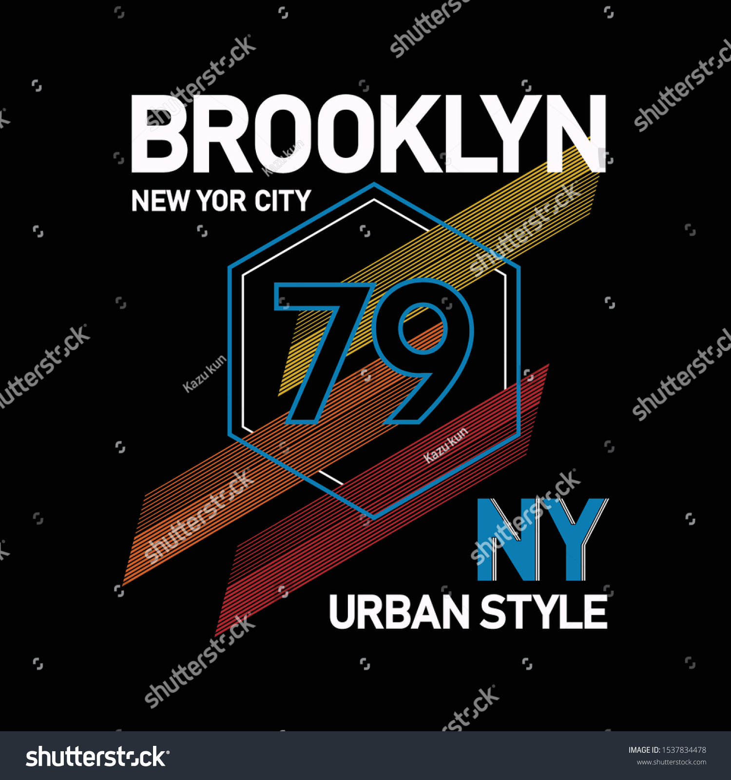 Elegant Brooklyn Sixsided Line Great Tshirt Stock Vector (Royalty Free ...