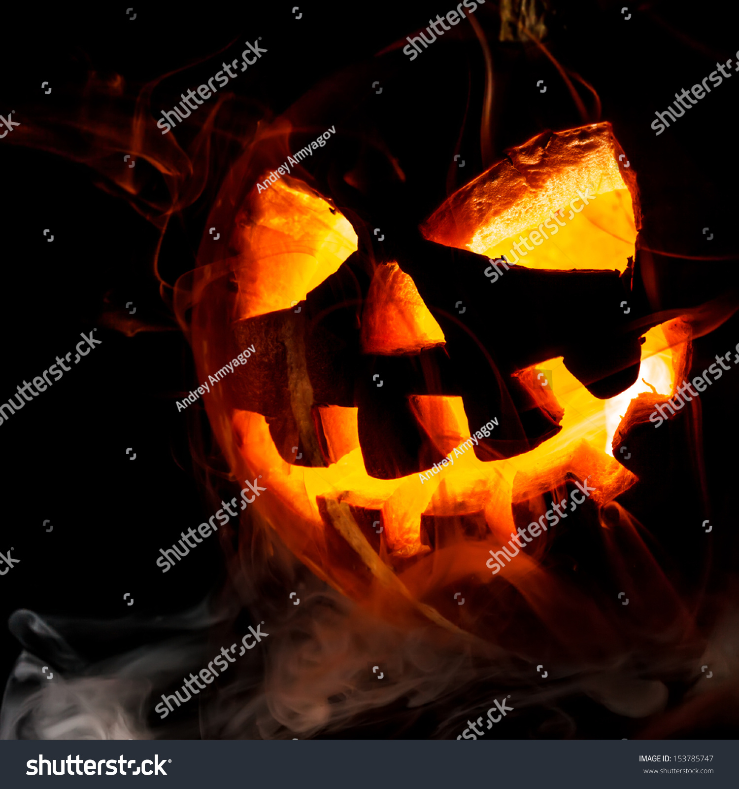 Halloween Old Jackolantern On Black Background Stock Photo 153785747 ...