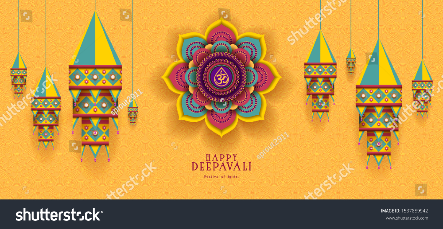 Diwali Deepavali Hindu Festival Lights Holiday Stock Vector (Royalty ...