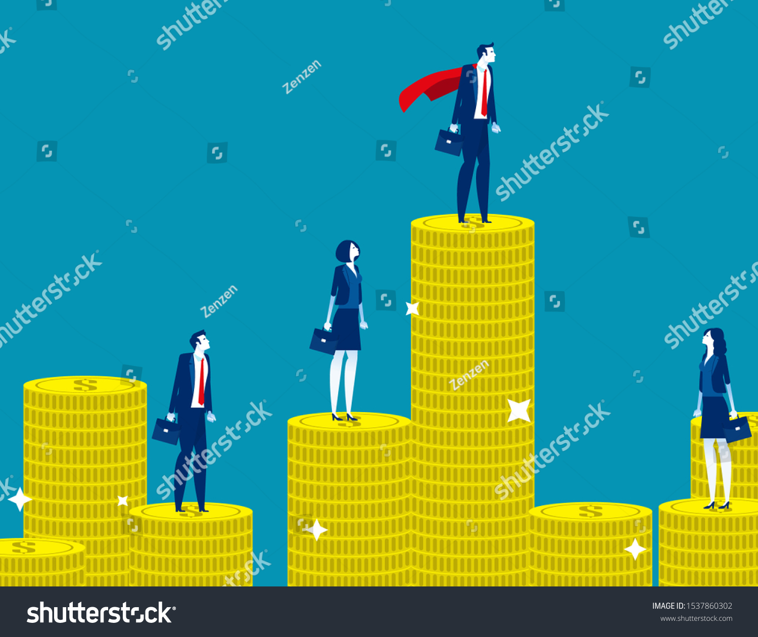 Office Workers Concept Business Financial Vector Stock Vector (Royalty ...