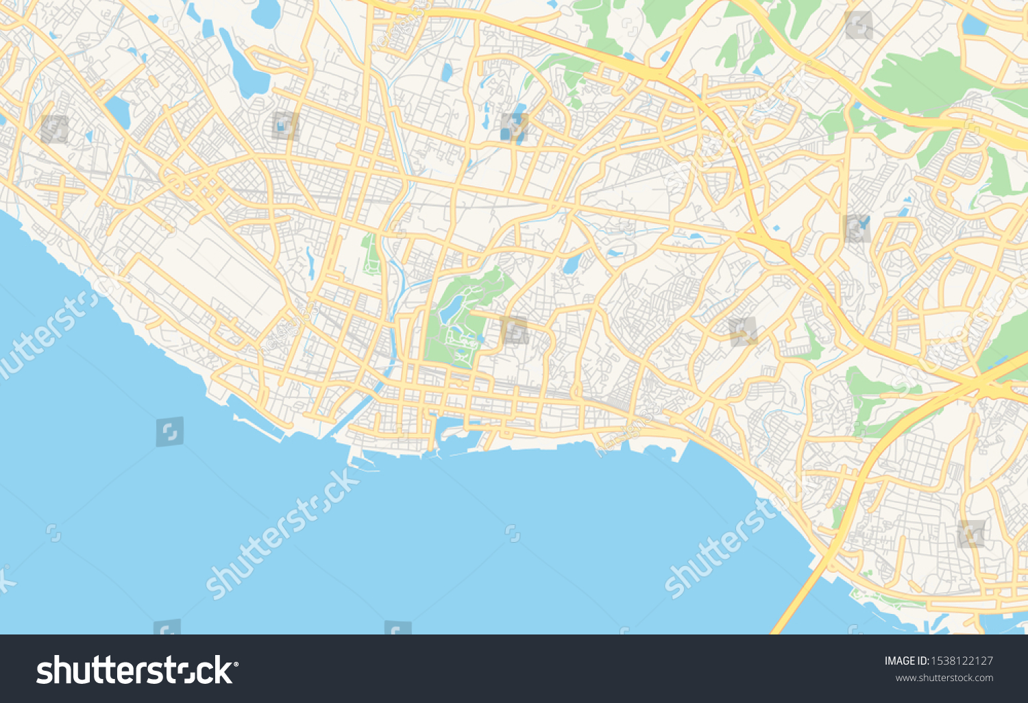 Printable Street Map Akashi Prefecture Hyogo Stock Vector (Royalty Free ...