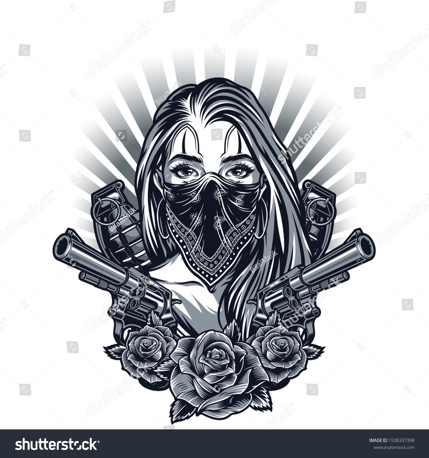 Gangster Girl Fashion Illustration Concept Vintage Stock Illustration ...