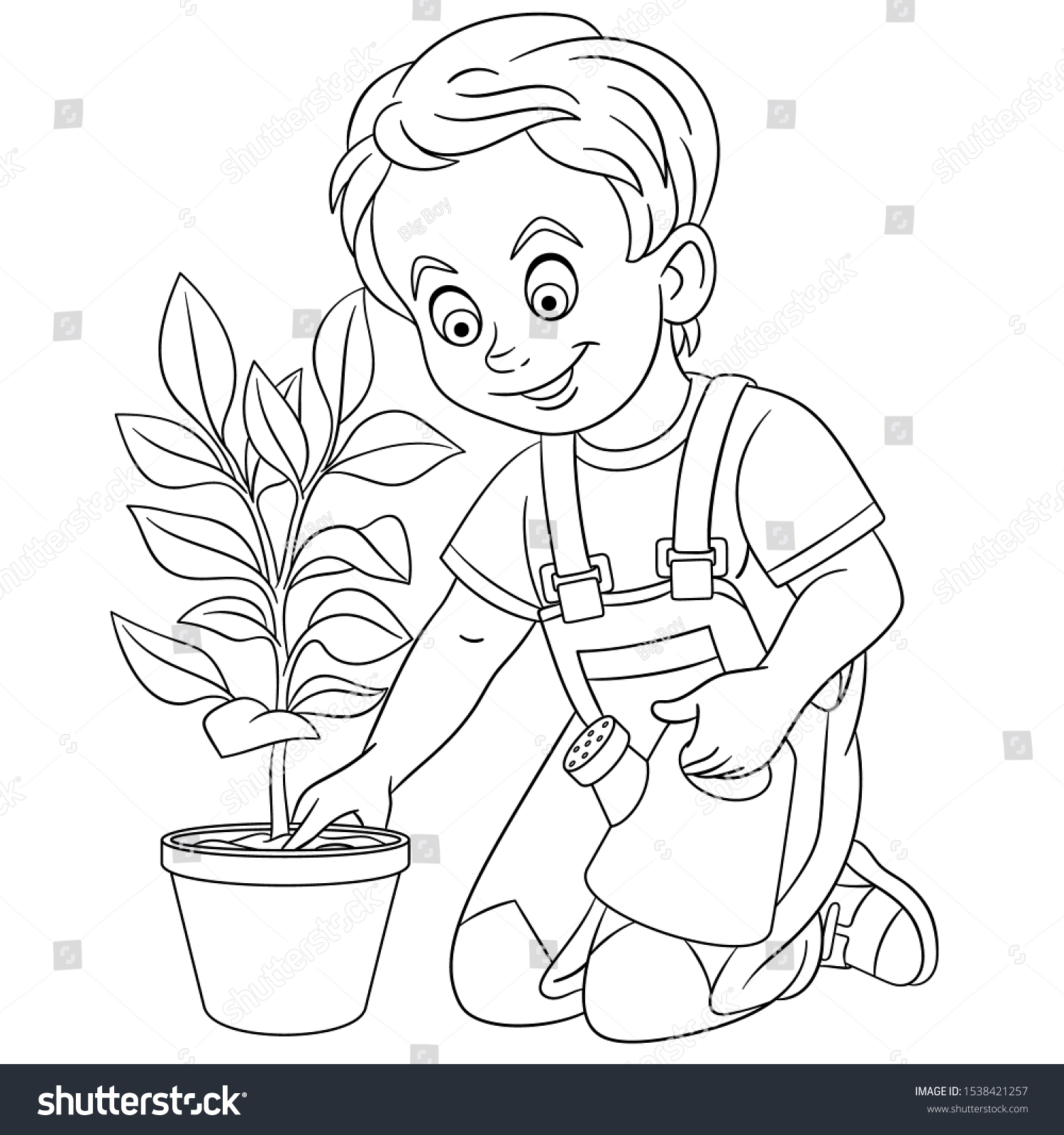 Coloring Page Coloring Picture Cartoon Boy Stock Vector (Royalty Free ...