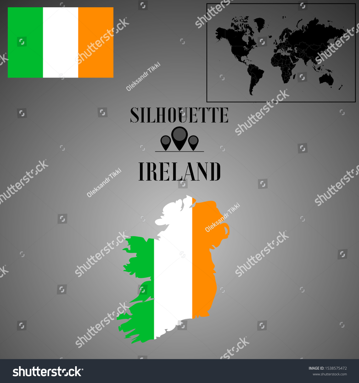 Ireland Outline World Map Silhouette Vector Stock Vector (Royalty Free