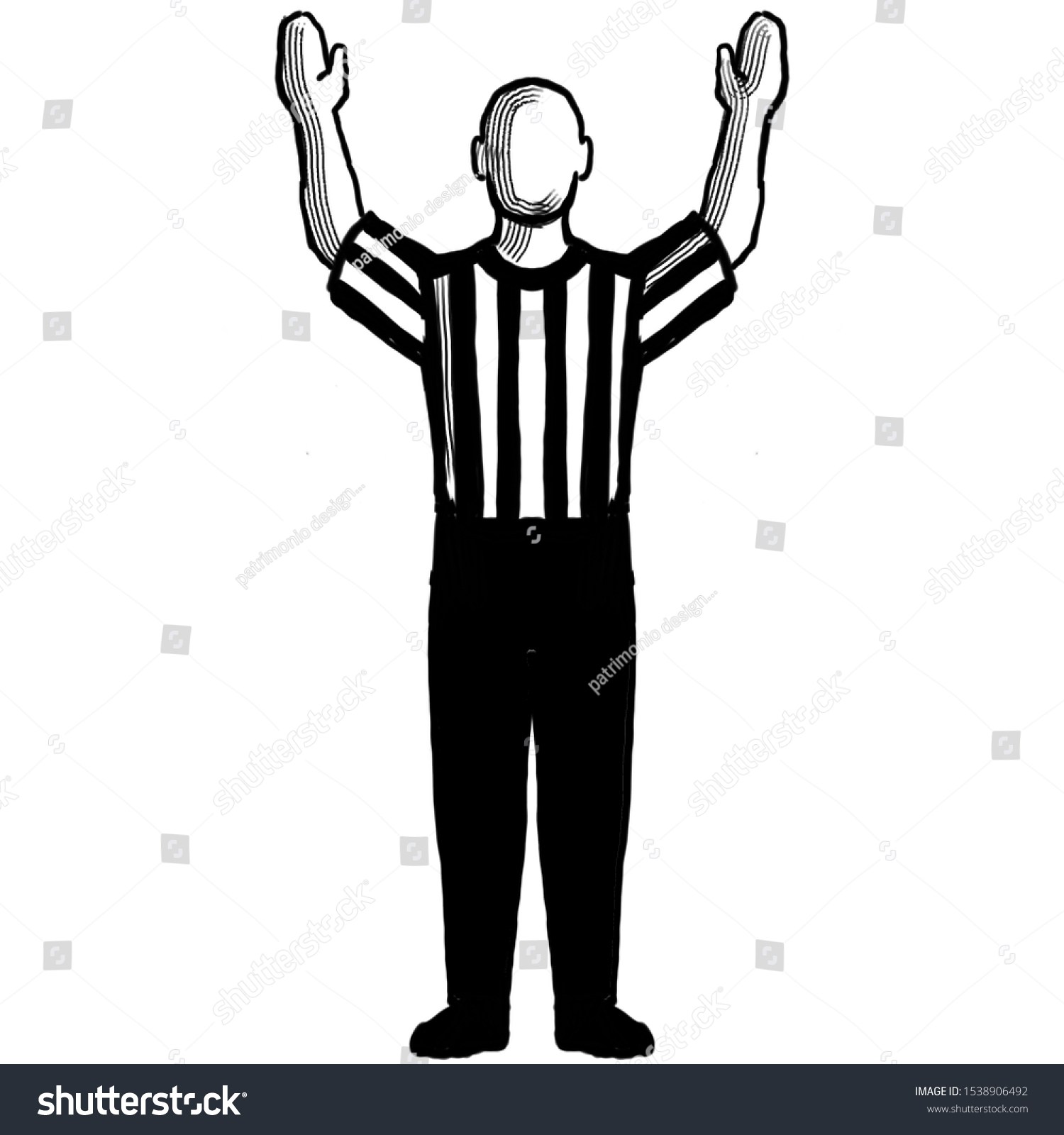 Black White Illustration Basketball Referee Official Stock Illustration ...