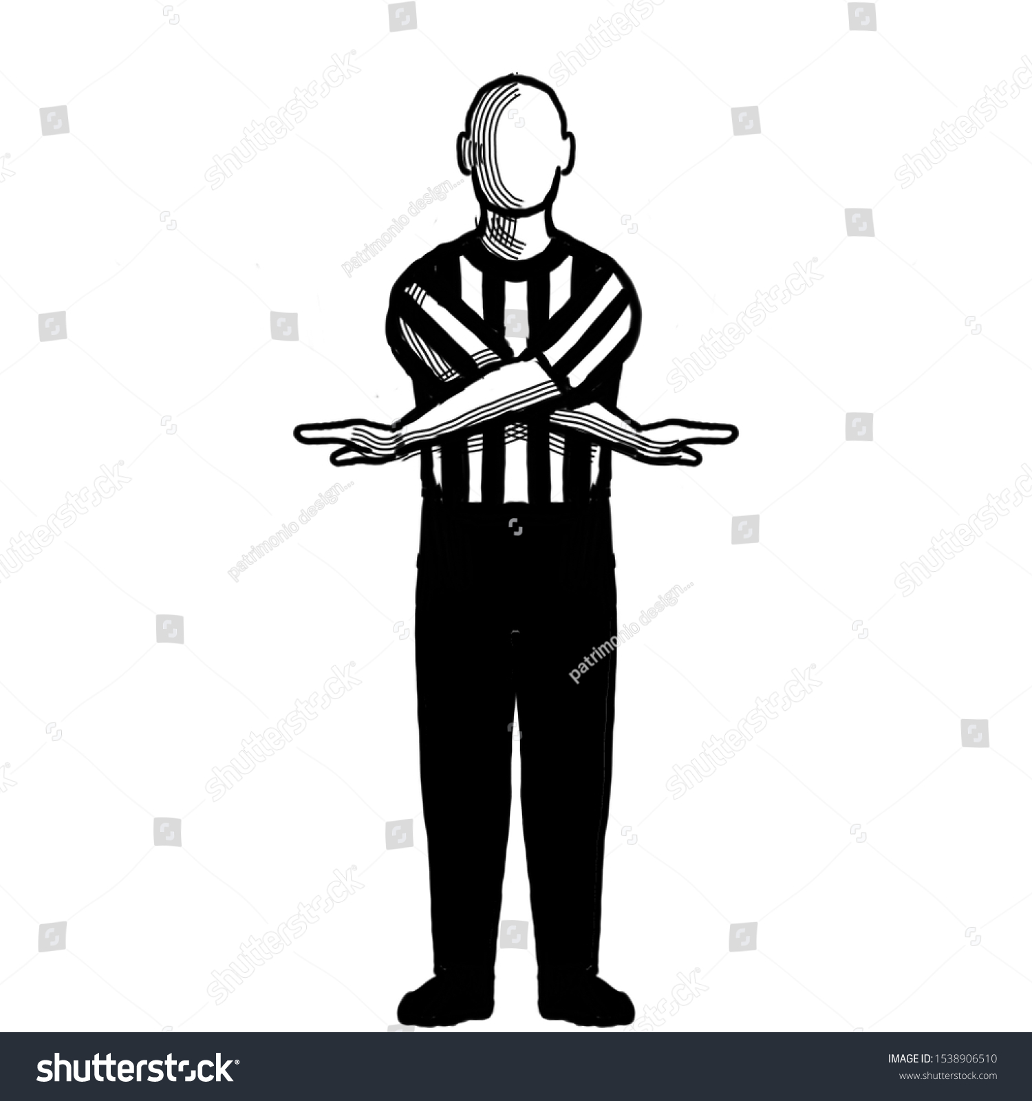 Black White Illustration Basketball Referee Official Stock Illustration ...