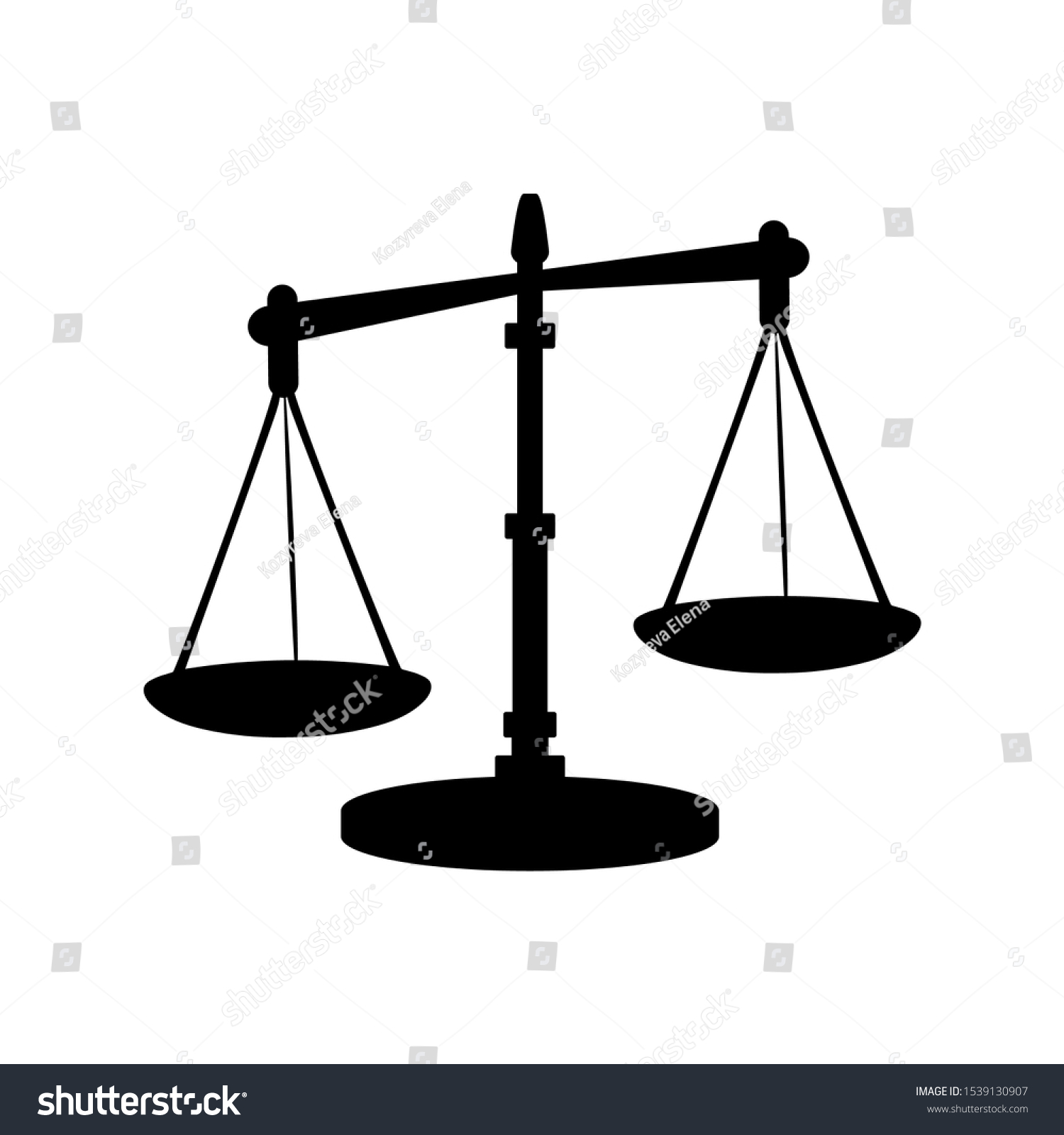 Silhouette Icon Justice Scales Vector Illustration Stock Vector ...