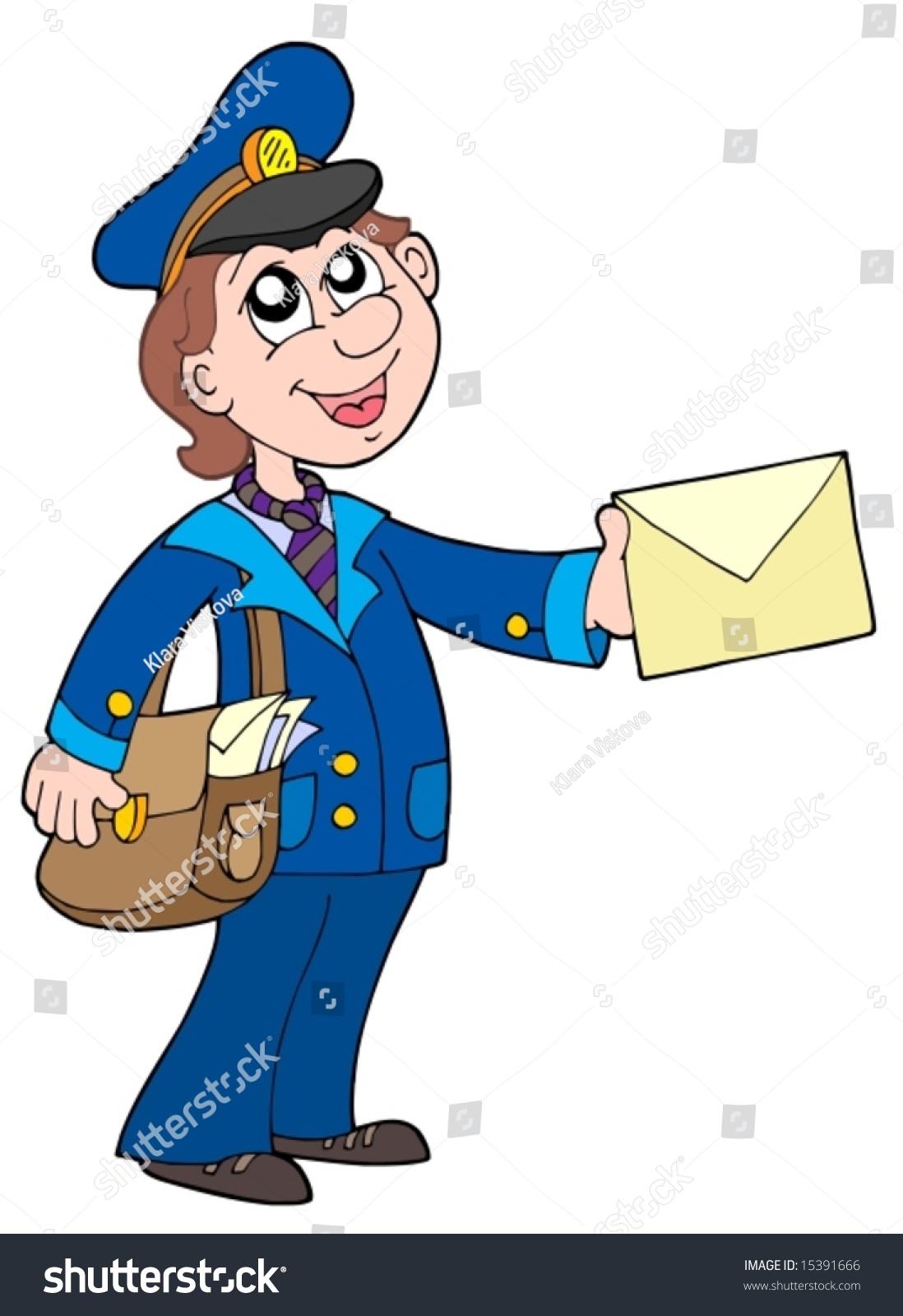 Cute Postman Letter Vector Illustration Stock Vector (Royalty Free ...