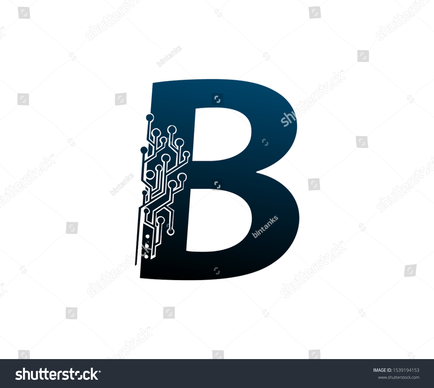 Letter B Digital Network Technology Digital Stock Vector (Royalty Free ...