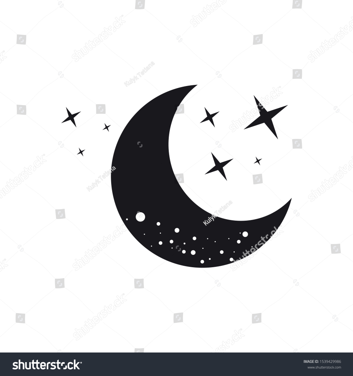 Moon Stars Icon Vector Moon Illustration Stock Vector (Royalty Free ...