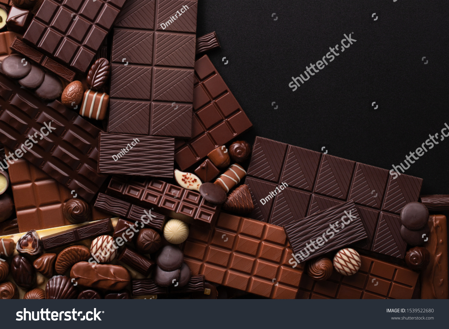 Pile Chocolate Bars Candies Background Sweet Stock Photo 1539522680