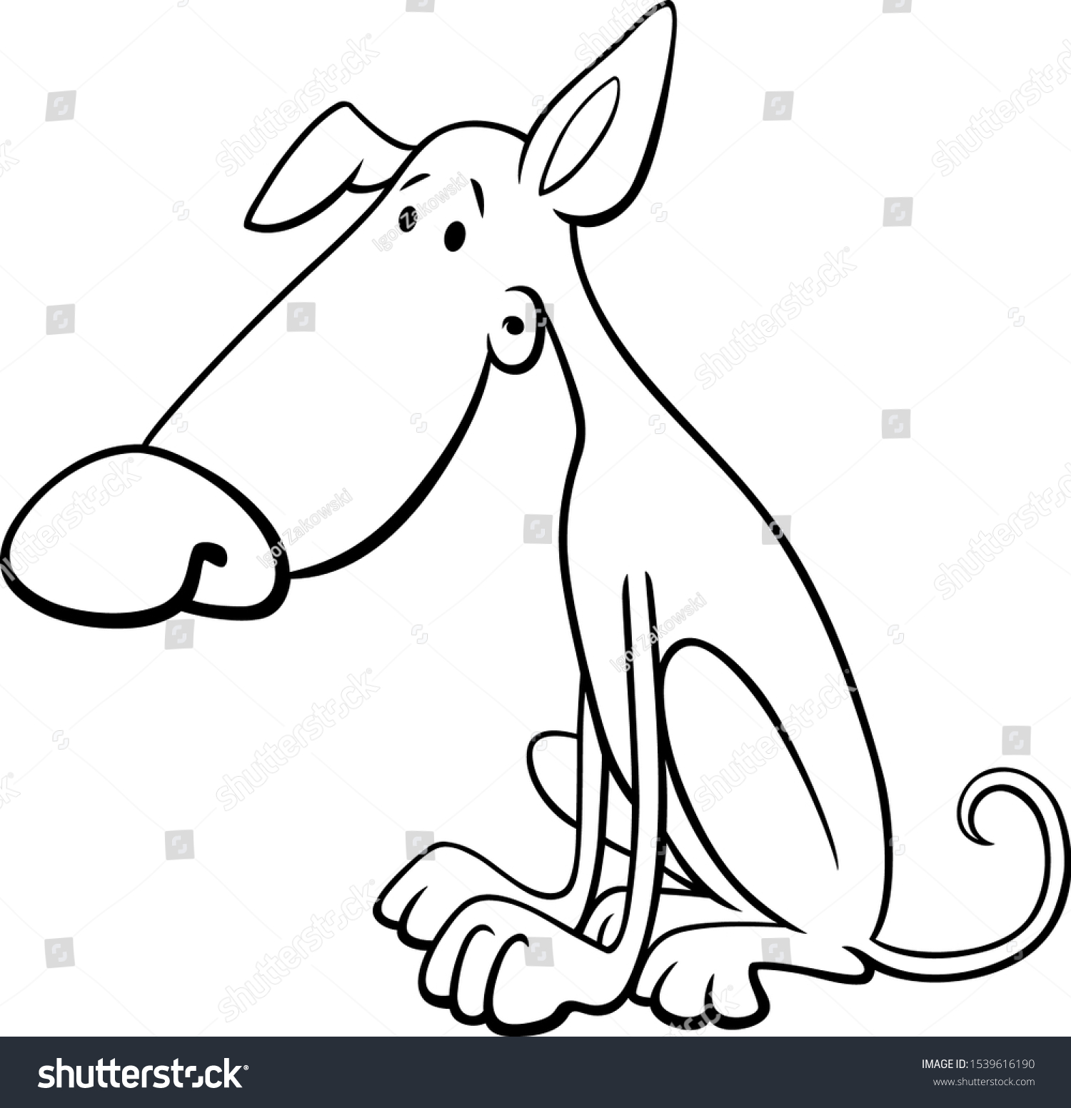 Black White Cartoon Illustration Funny Dog Stock Vector (Royalty Free ...