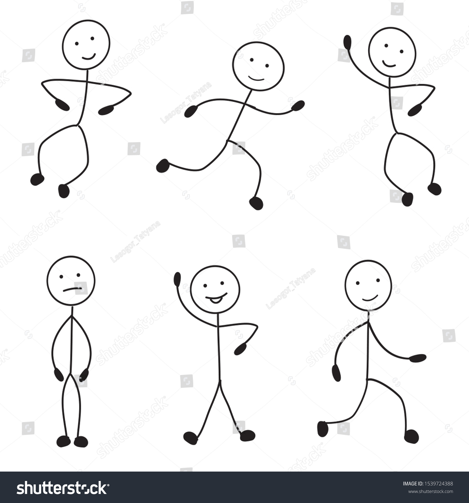 Man Drawn Different Poses Sticks Figure Stock Vector (Royalty Free ...