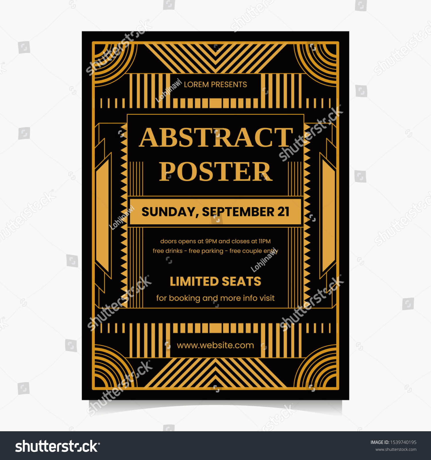 Art Deco Poster Design Template Stock Illustration 1539740195 ...