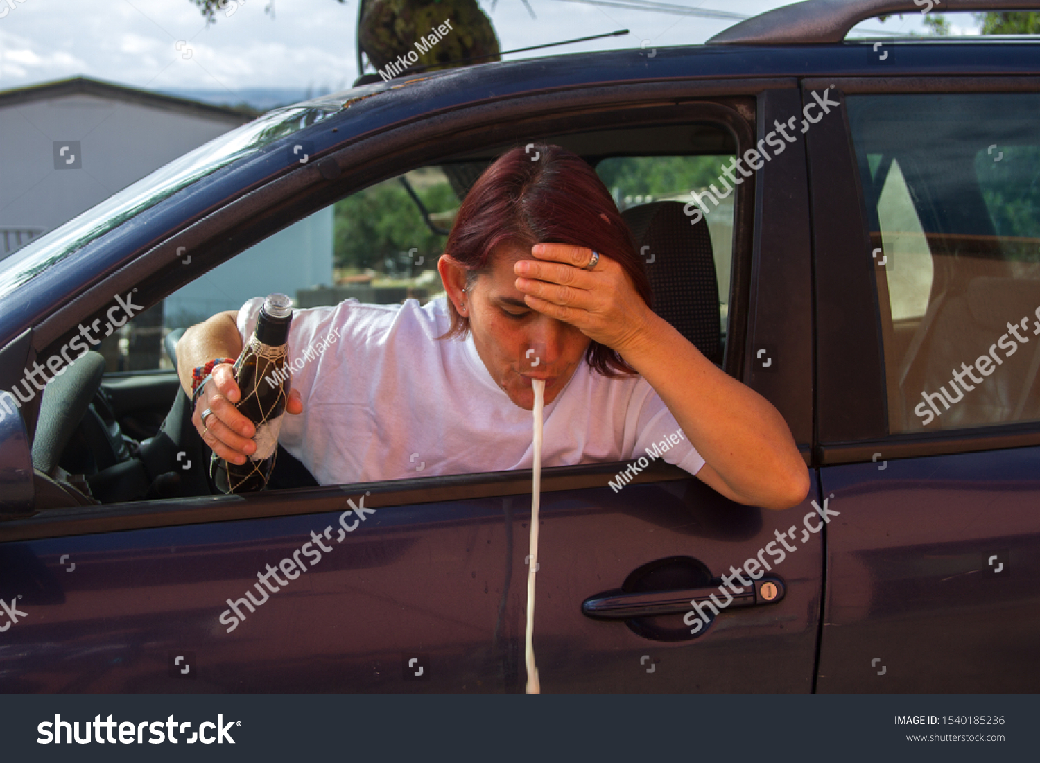 Drunk Girl Vomiting Out Car Window Stock Photo 1540185236 | Shutterstock