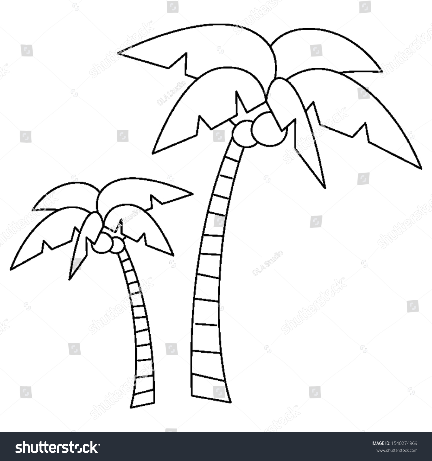 Palm Tree Coloring Book Adults Print Stock Illustration 1540274969 ...