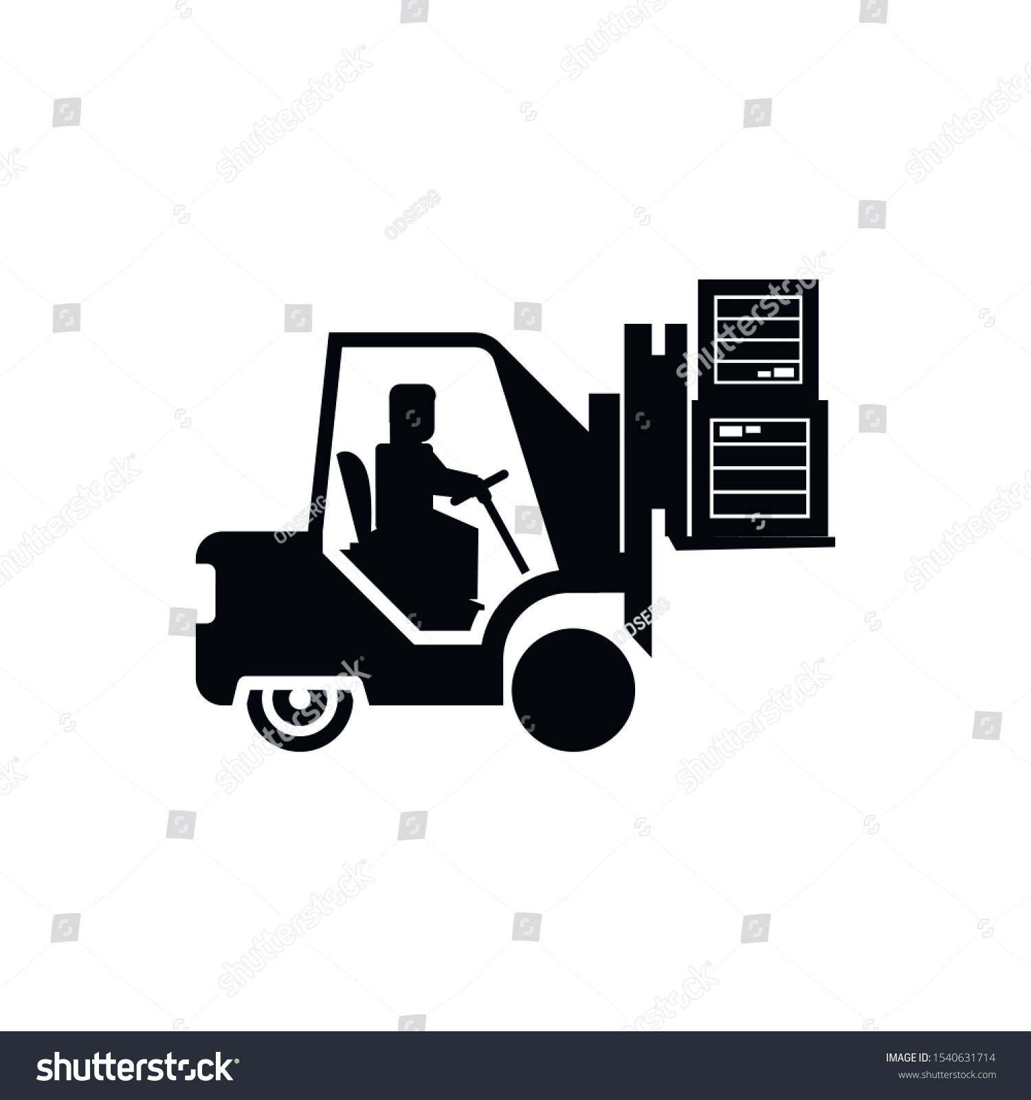 Forklift Vector Silhouette Heavy Loader Cargo Stock Vector (Royalty ...