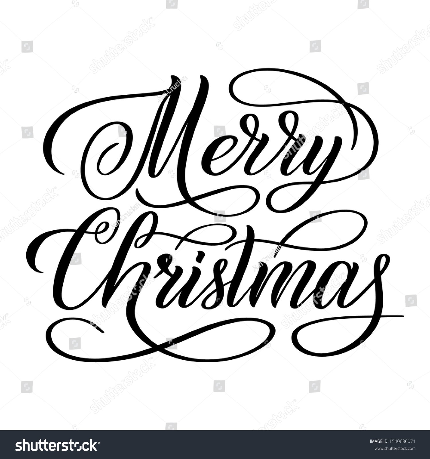 Merry Christmas Black Isolated Cursive Sign Stock Vector (Royalty Free ...