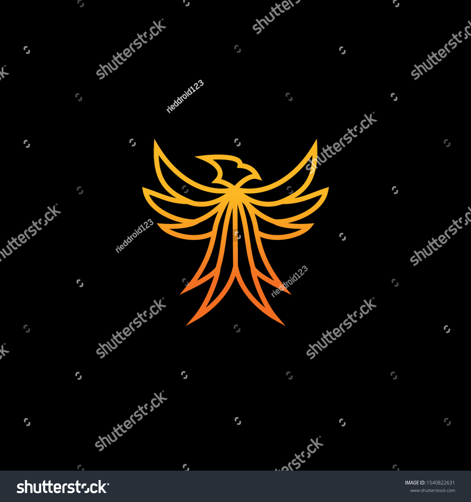 Outline Phoenix Logo Design Idea: vector de stock (libre de regalías ...