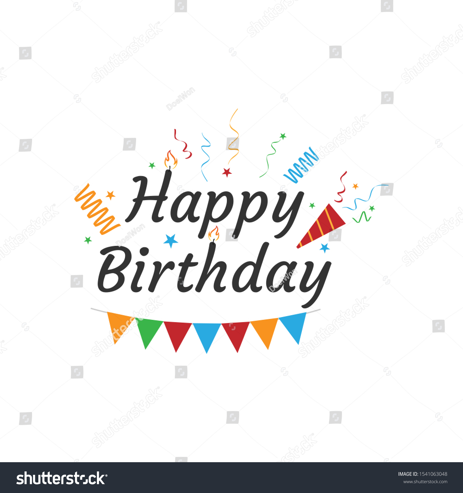 Happy Birthday Typography Lettering Design Posters Stock Vector ...