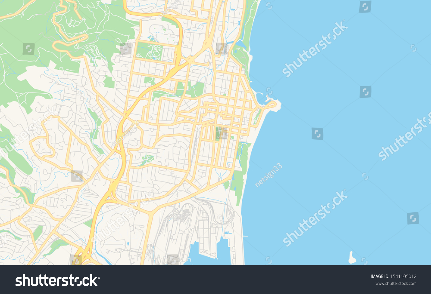 Printable Street Map Wollongong Australia Map Stock Vector (Royalty ...