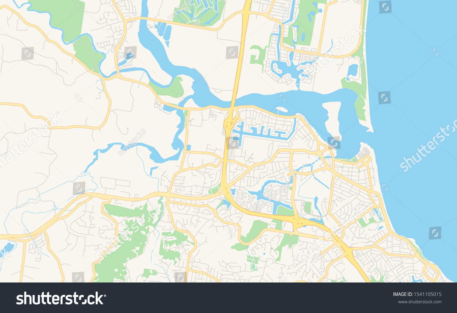 Printable Street Map Sunshine Coast Australia Stock Vector (Royalty ...