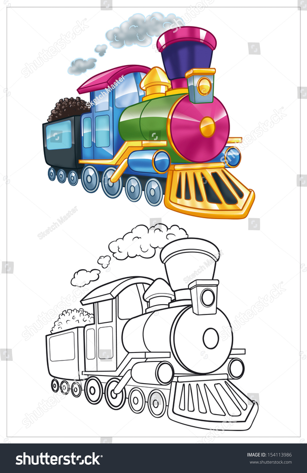 Coloring Little Train Stock Illustration 154113986 | Shutterstock