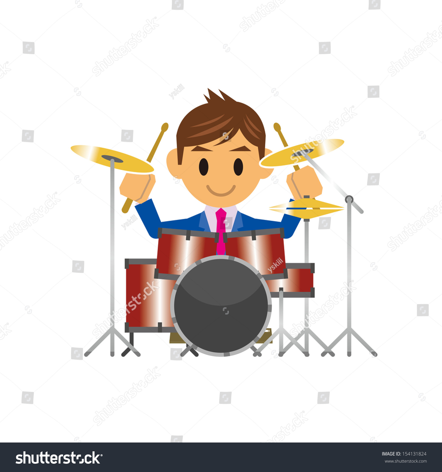 小さなドラマーの女の子 ドラムを演奏する少女のベクターイラスト のベクター画像素材 ロイヤリティフリー Shutterstock