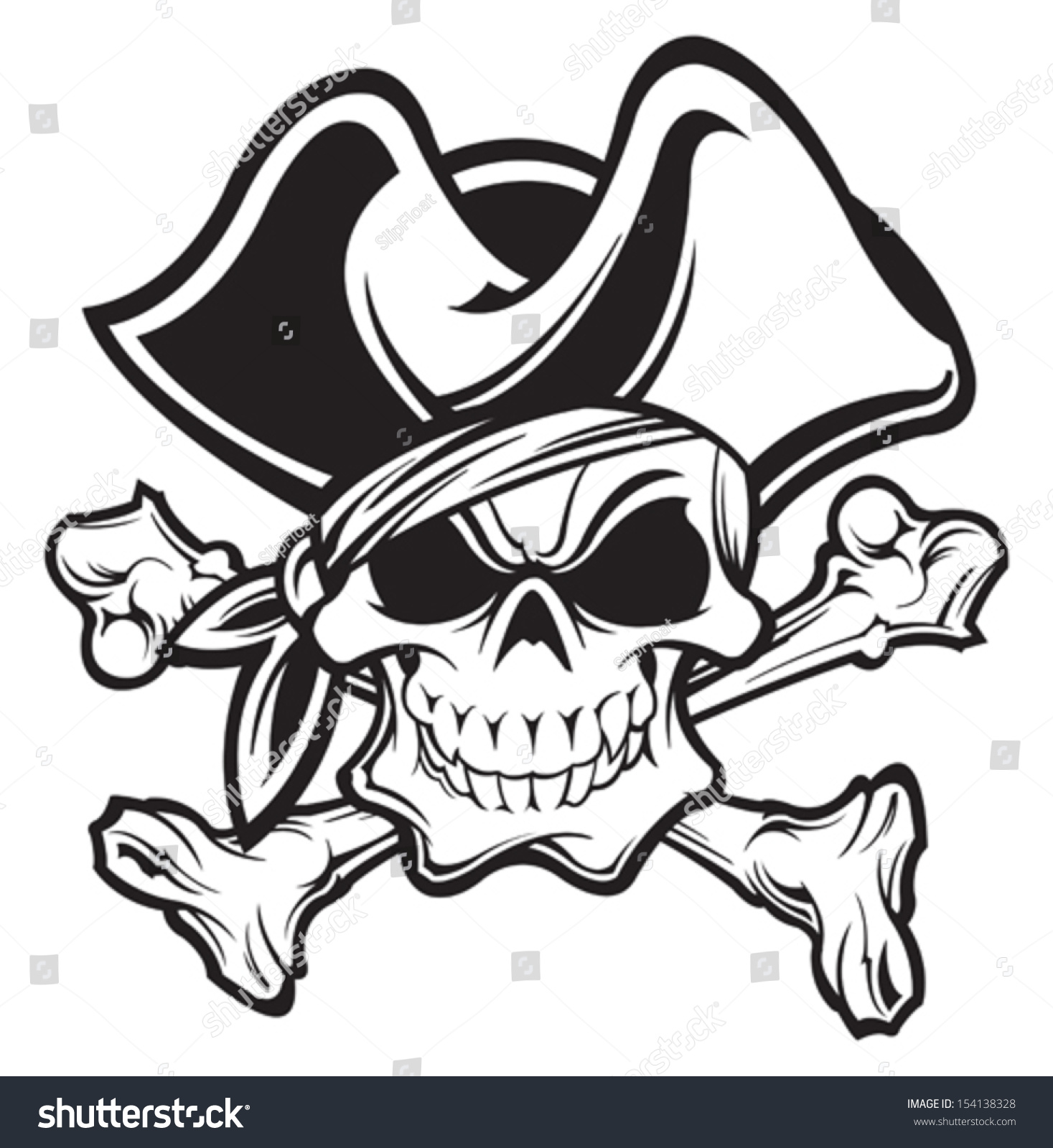Пиратский череп черно белый