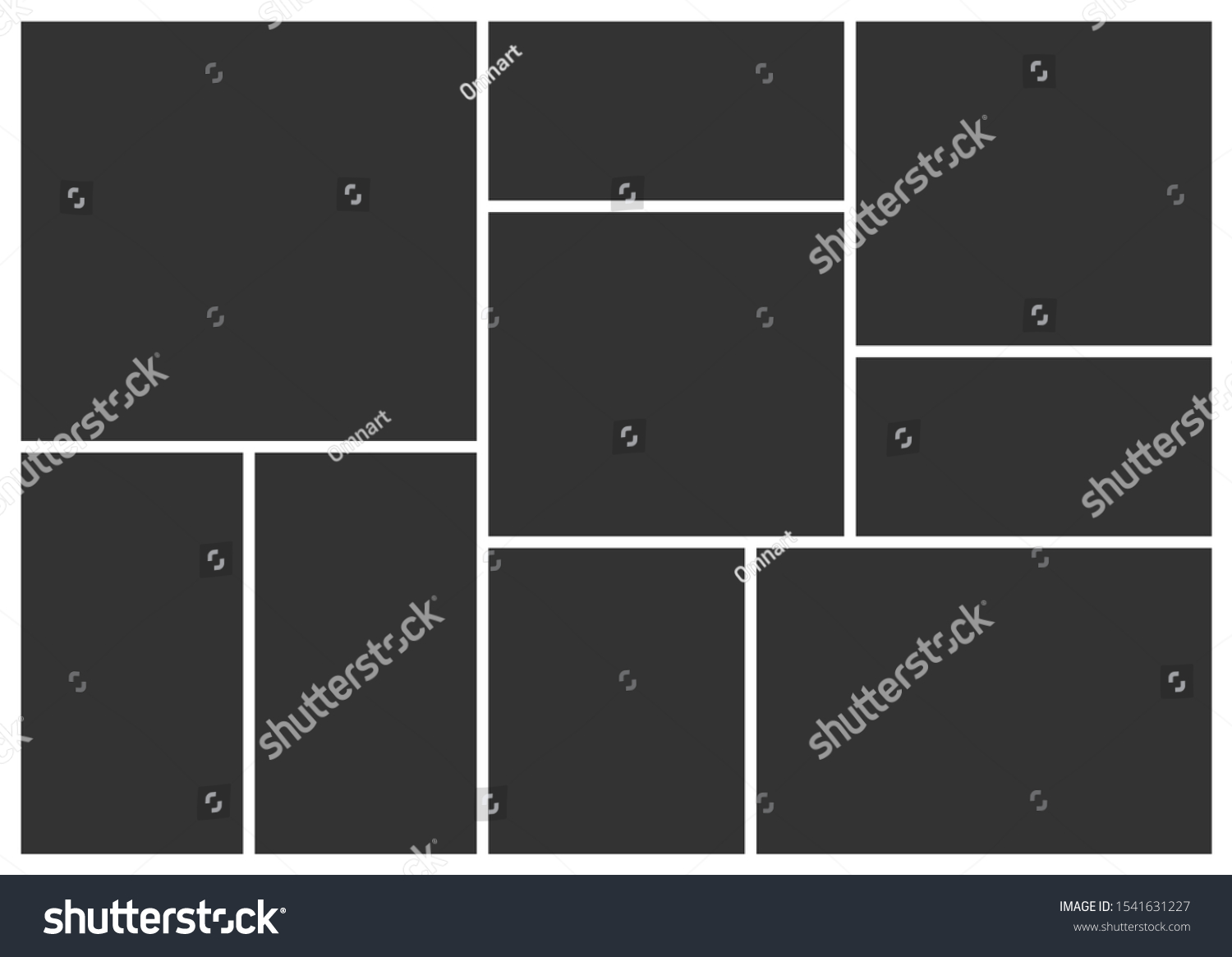 Empty Photo Frame Collage Nine Parts Stock Vector (Royalty Free ...