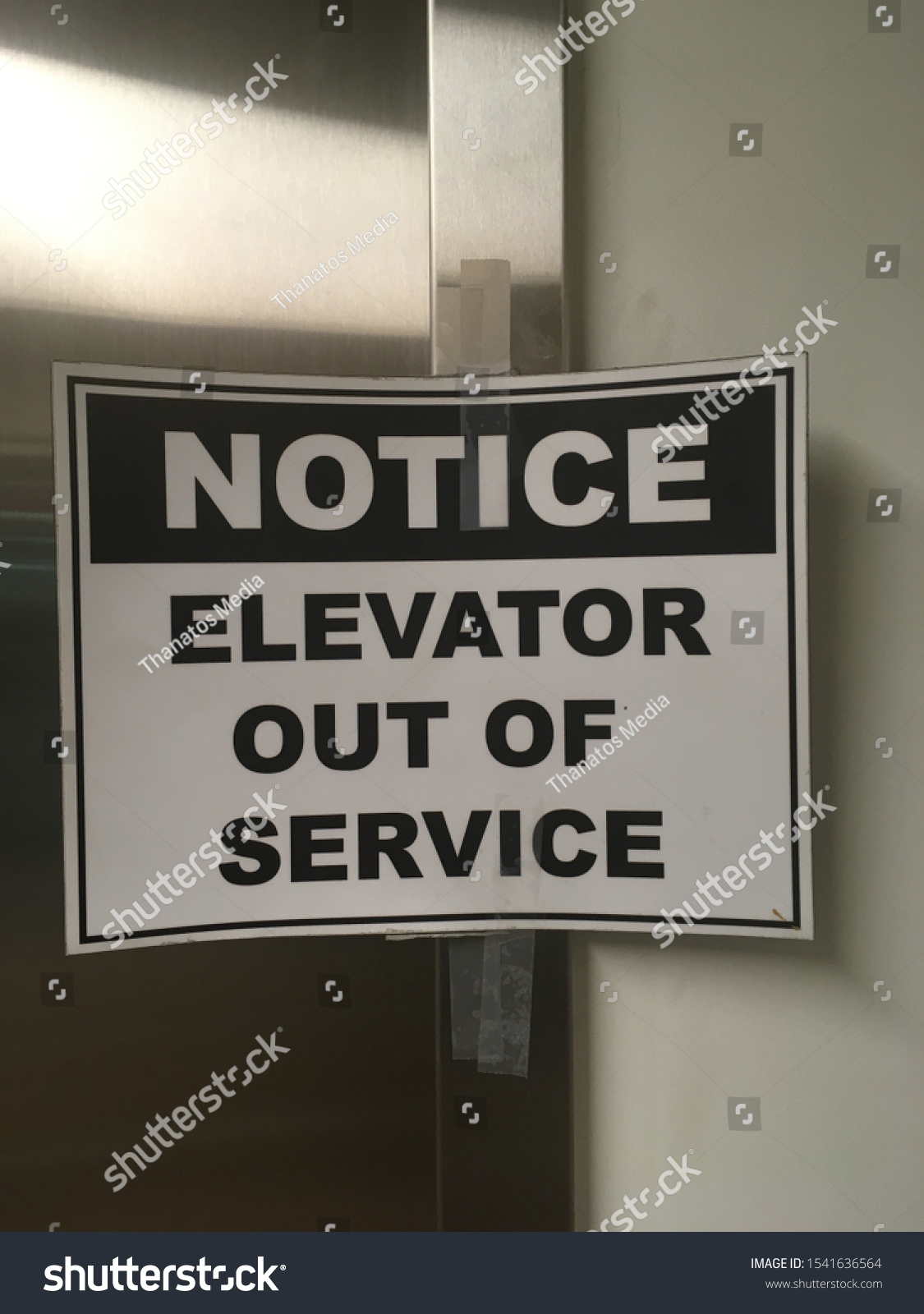 Notice Elevator Out Service Sign Elevator Stock Photo 1541636564 ...