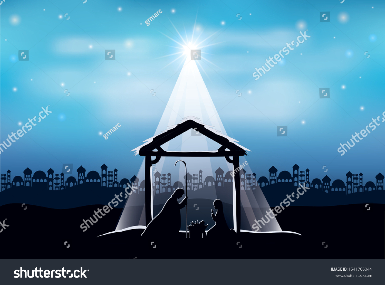 Cute Holy Family Stable Manger Characters Stock Vector (royalty Free 
