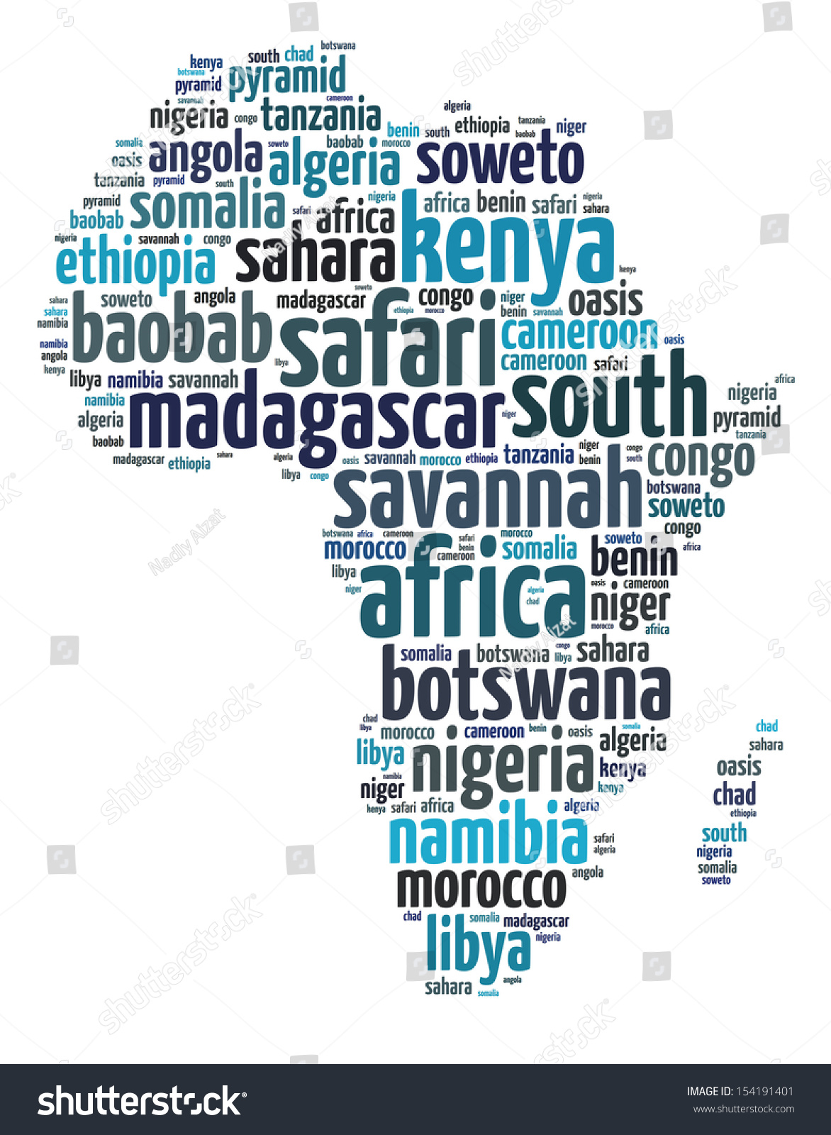 Words Illustration Africa Continent Map Over Stock Illustration ...