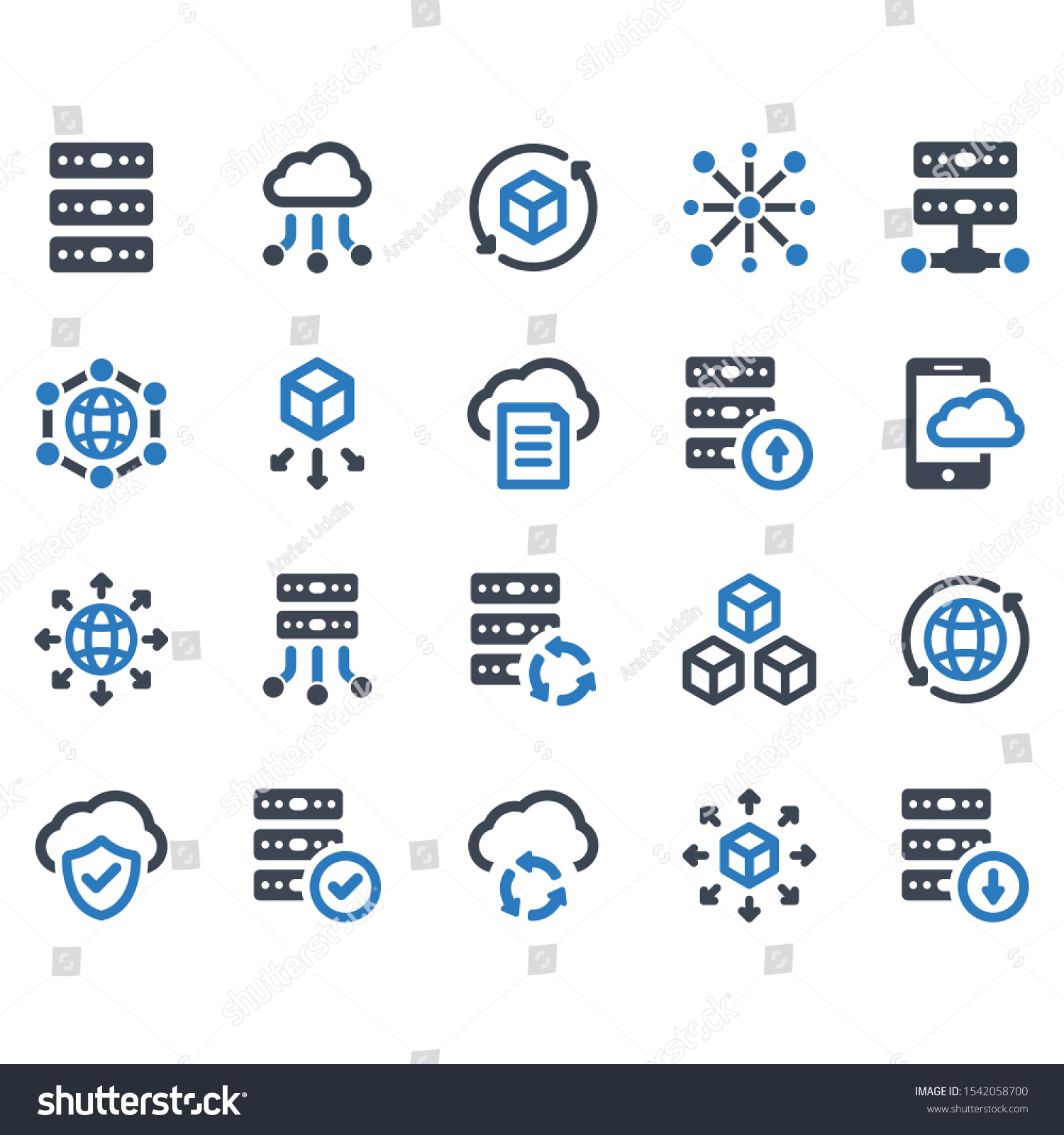 Big Data Icon Set 1 Blue Stock Vector (Royalty Free) 1542058700 ...