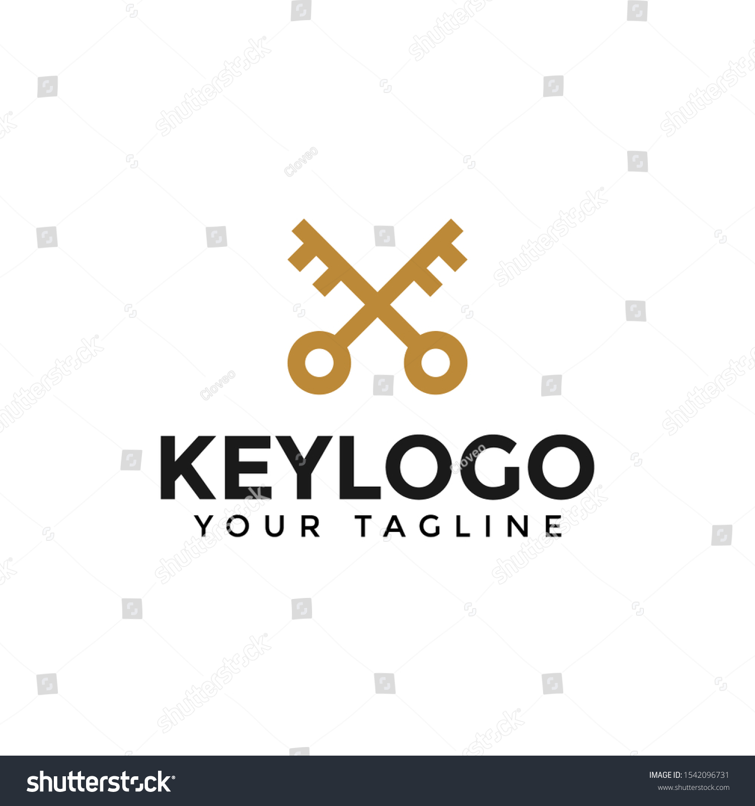 Simple Golden Crossed Key Logo Design Stock Vector (Royalty Free ...