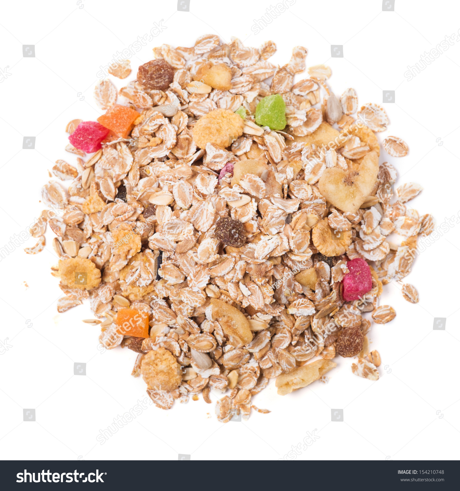 Pile Muesli Isolated On White Background Stock Photo 154210748 