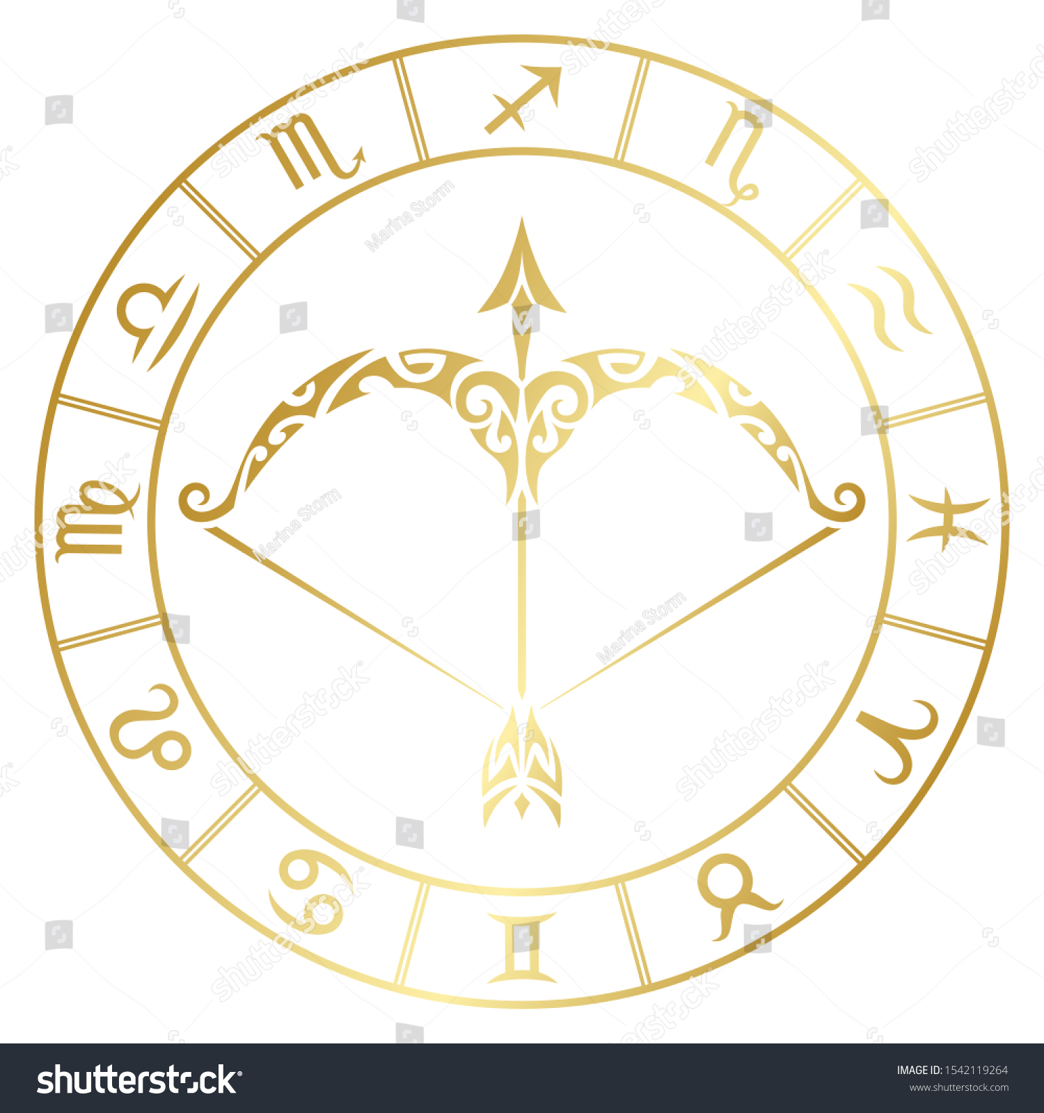 Zodiac Sign Sagittarius Circle Constellations Maori Stock Vector ...