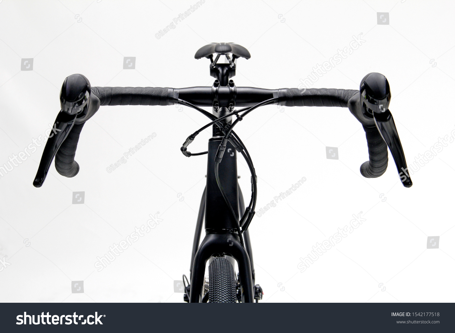 Closeup Isolated Black Roadbike Front View Stock Photo 1542177518