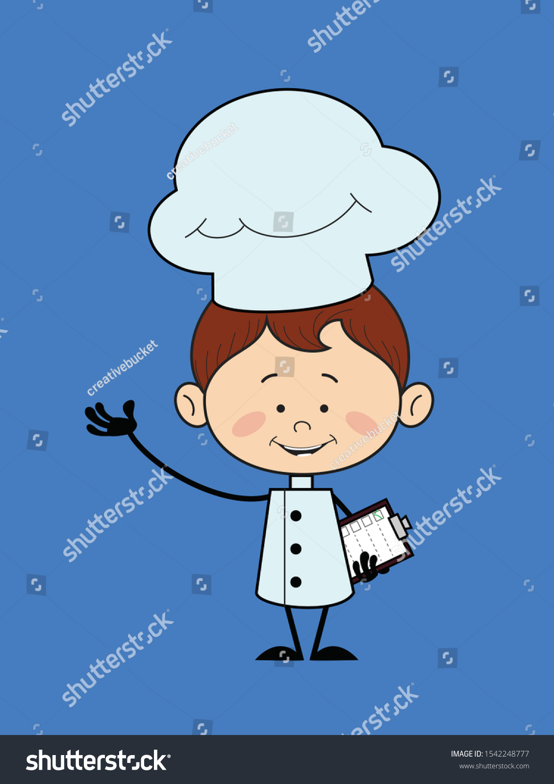 Kitchen Character Chef Holding Checklist Showing Stock Vector (Royalty ...