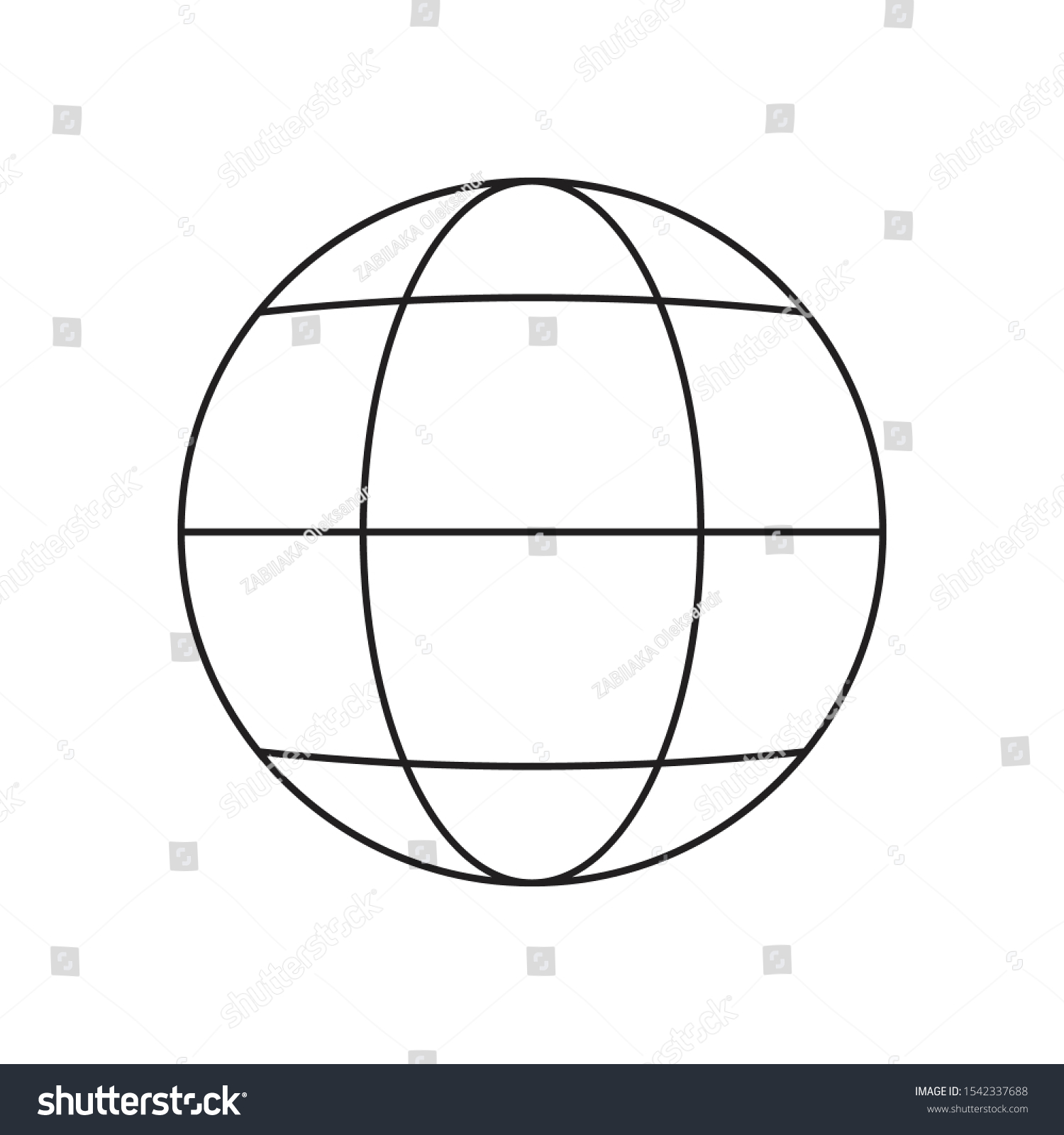 Simple Black Outline Globe Vector Drawing Stock Vector (Royalty Free ...