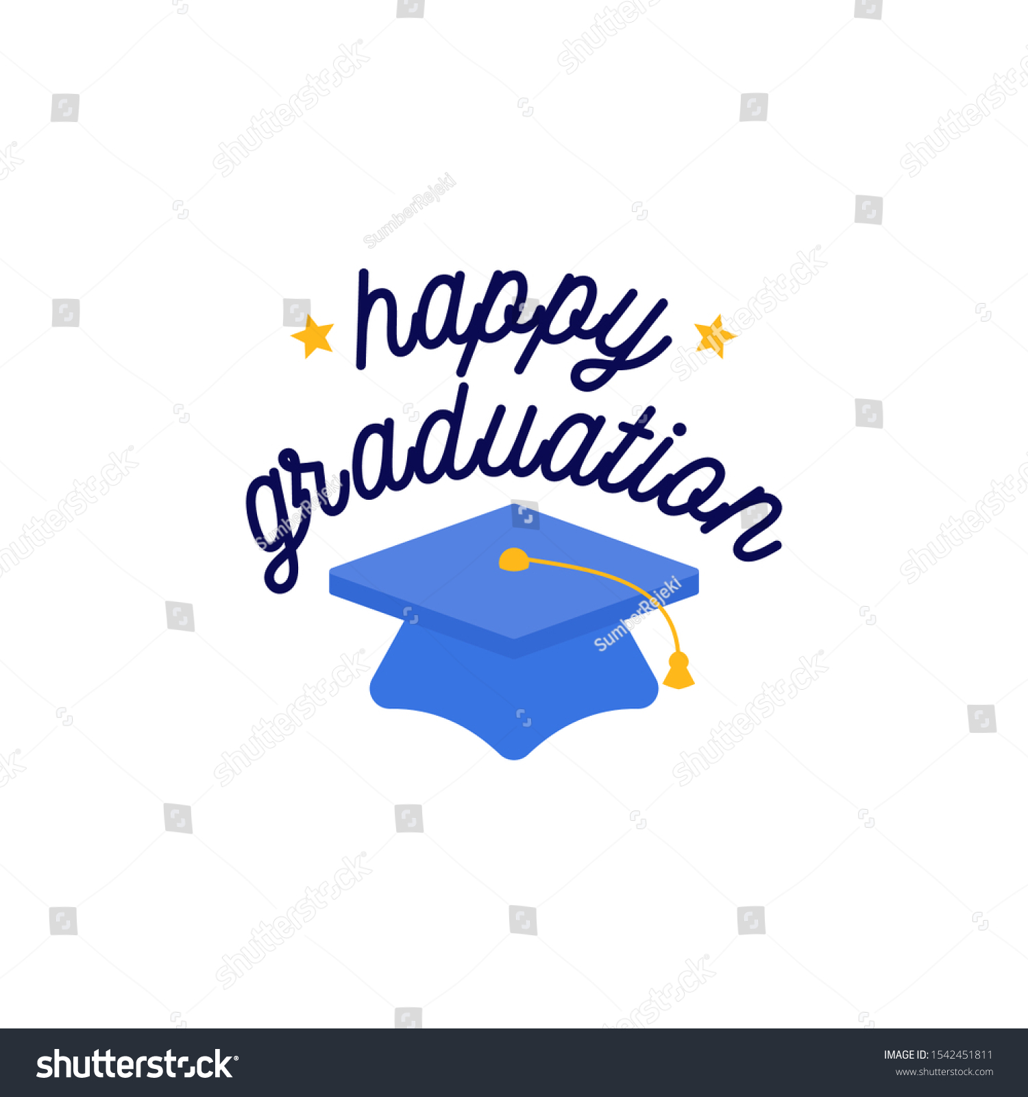 Happy Graduation Day Logo Illustration Design Stock Vector (Royalty ...